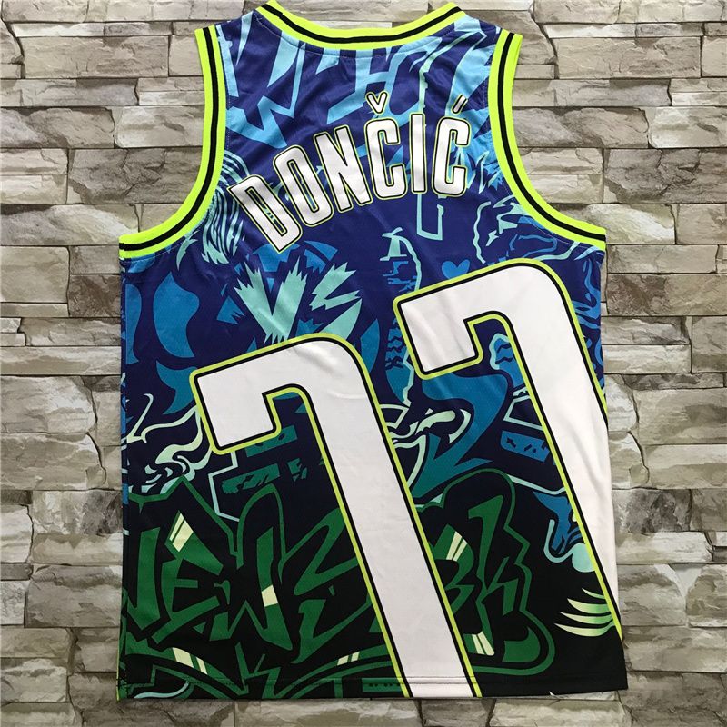 Men Dallas Mavericks #77 Doncic Blue Heat transfer 2021 NBA Jersey->miami heat->NBA Jersey